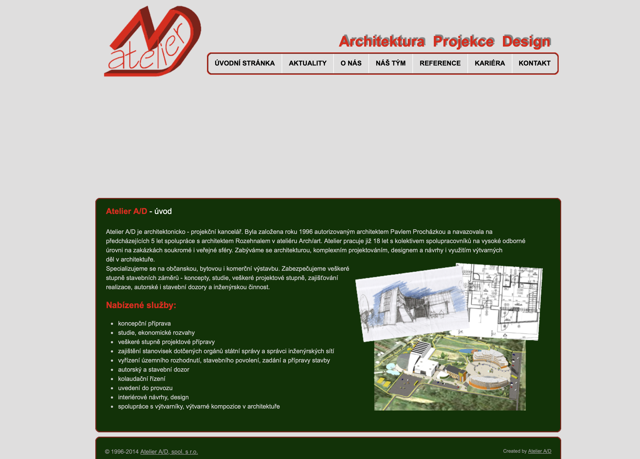 Zastaralá webová stránka http://www.atelier-ad.cz 