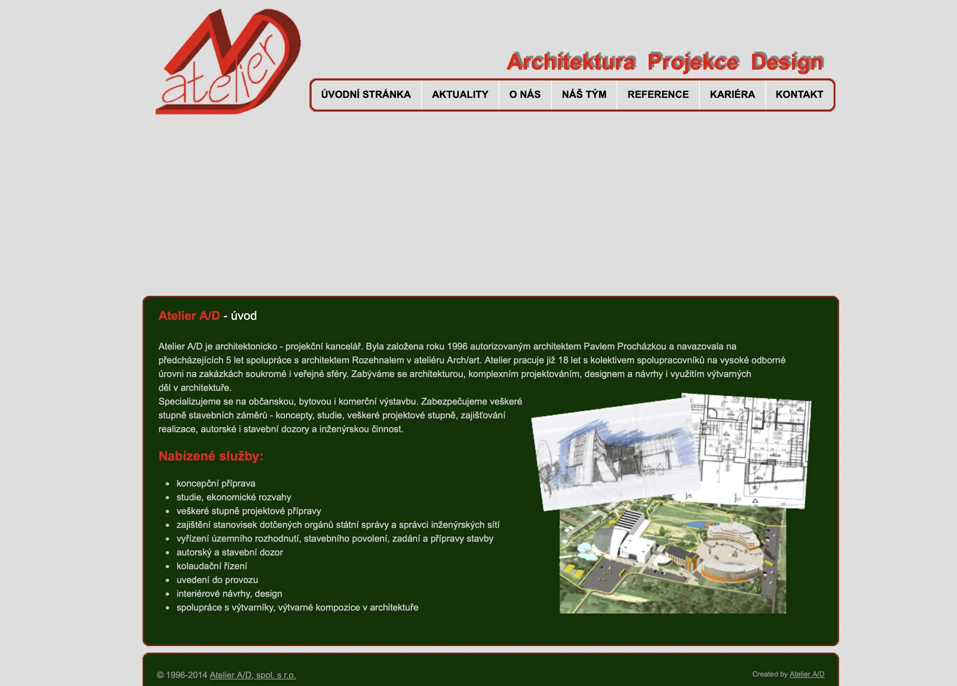 Zastaralá webová stránka http://www.atelier-ad.cz 